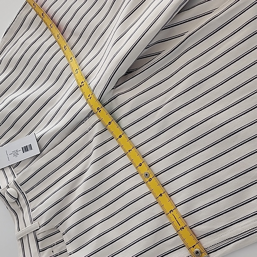 NWT Adam Lippes Stripe Caind Cotton Denim Wide Leg Ankle Pants In Canvas/Indigo - Picture 6 of 13